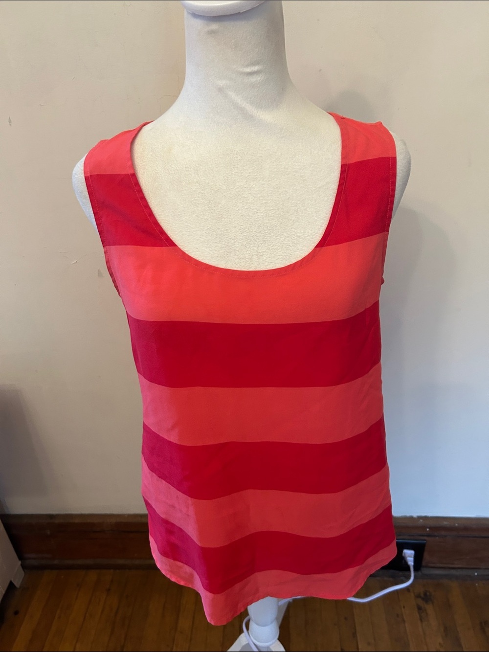 Loft Striped Pink & Red Sleeveless top Size S EUC